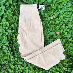 Vintage NWT deadstock Suede Clio tan leather high waisted trousers